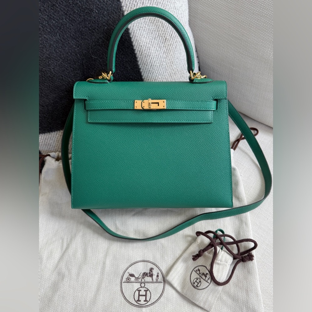 Hermes Kelly 25 Sellier Vert Jade GHW